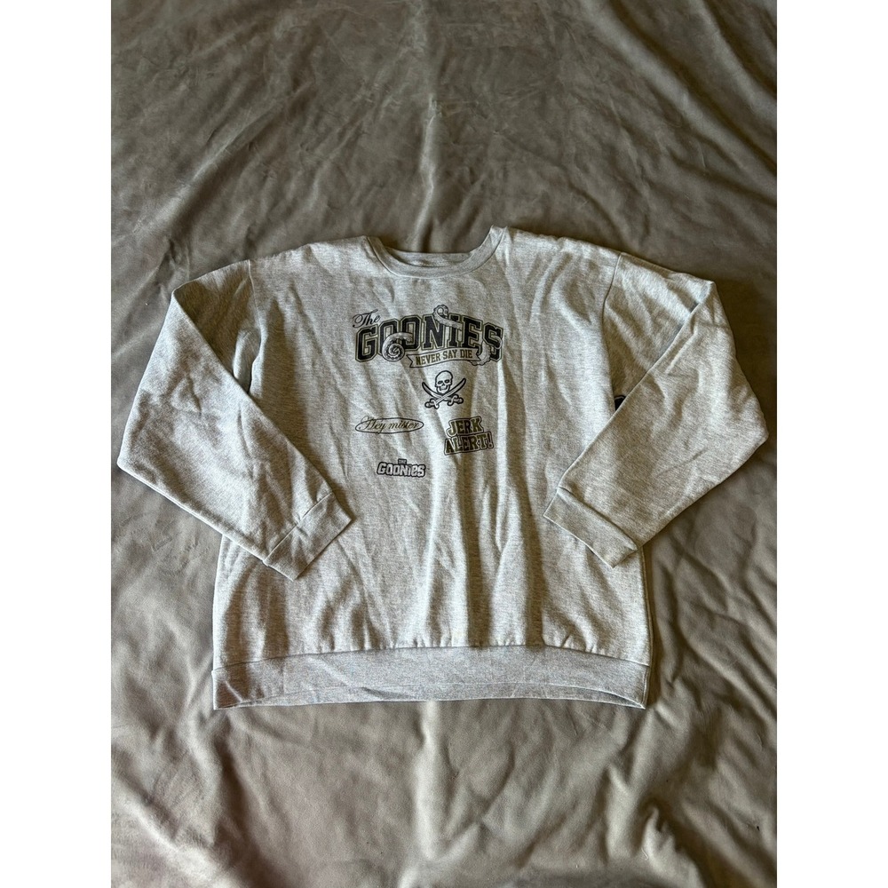 The Goonies Never Say Die Sweatshirt Gray Ripple Junction Mens L Movie Graphic